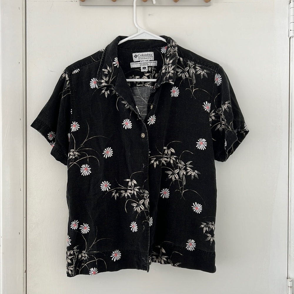 Vintage Columbia button down cropped shirt